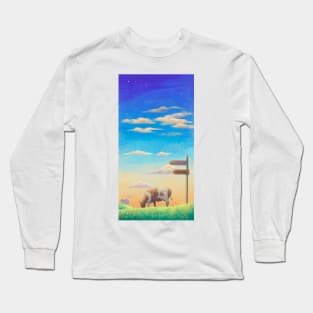 The digital painted rural nature labeled "home" Long Sleeve T-Shirt